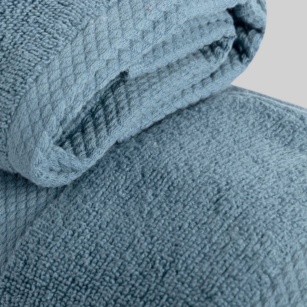 JUEGO DE TOALLAS JACQUARD JADE AZUL DON ALGODON