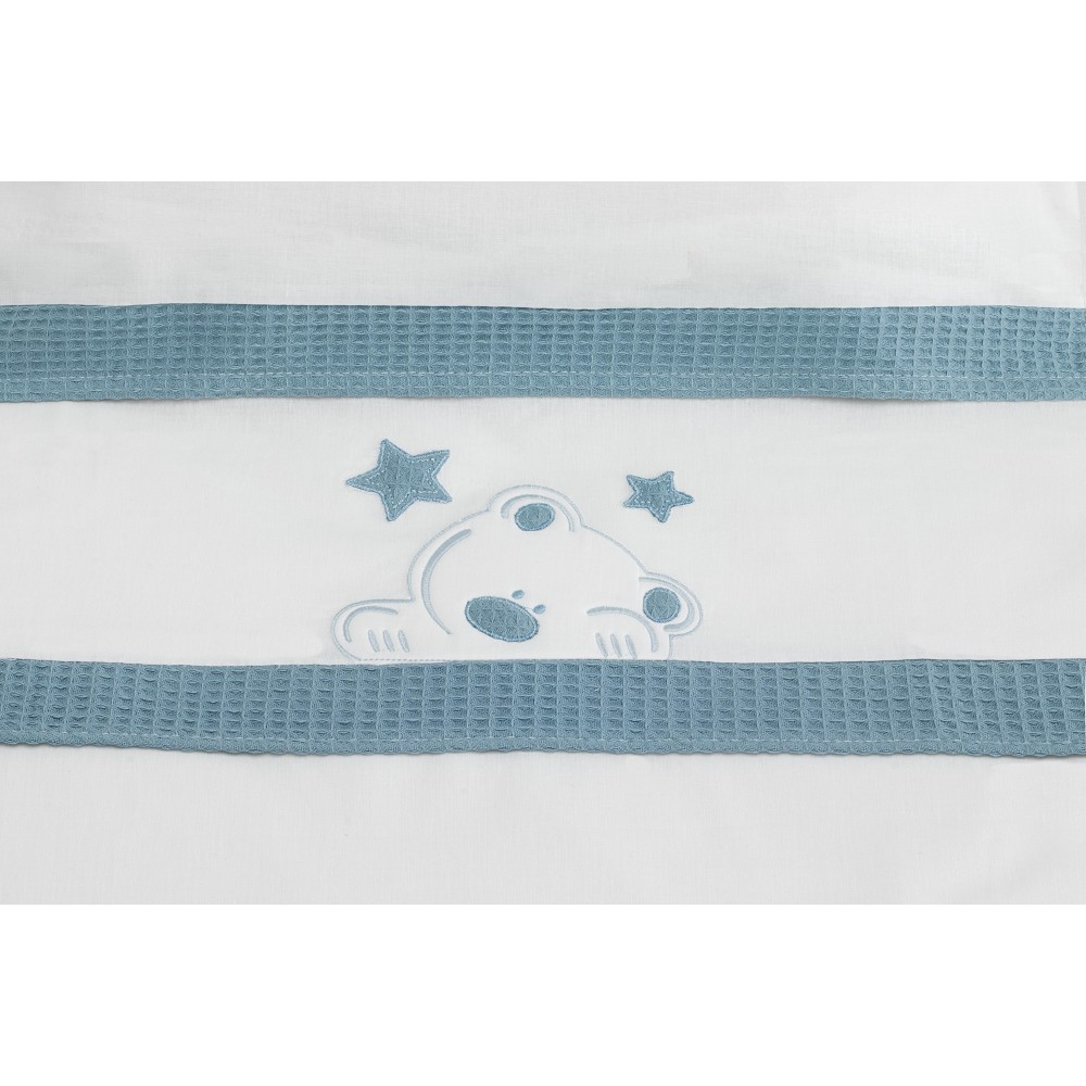 TRIPTICO MINICUNA TELA 100% ALG. VIGGO BLANCO-PETROLEO DON ALGODON