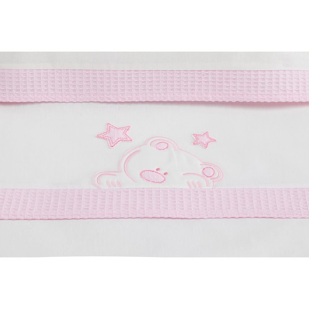 TRIPTICO MINICUNA TELA 100% ALG. VIGGO BLANCO-ROSA DON ALGODON