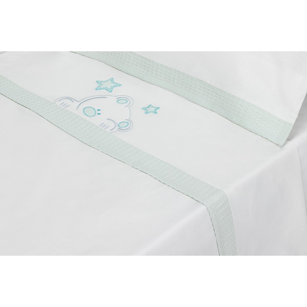 TRIPTICO COCHE TELA 100% ALG. VIGGO BLANCO-MENTA DON ALGODON