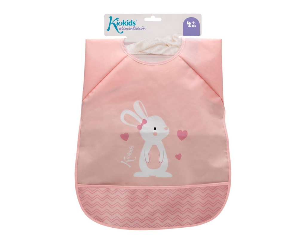 BABERO IMPERMEABLE CONEJITO 3604 ROSA KIOKIDS