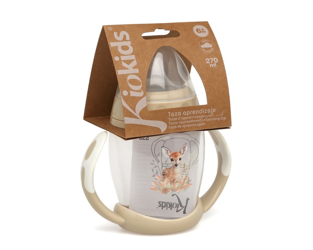 TAZA APRENDIZAJE 270ML STEP 1 CIERVO 4261 BEIGE KIOKIDS