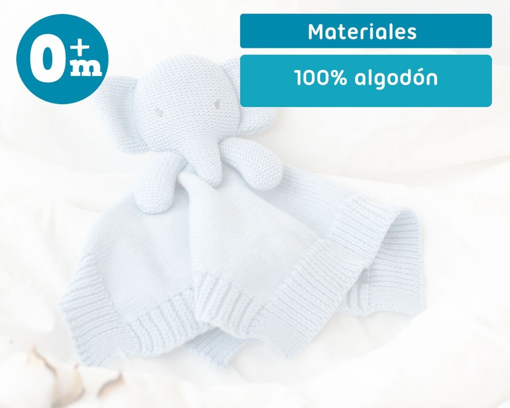 DUDÚ ALGODÓN ELEFANTE 25CM 3432 AZUL KIOKIDS