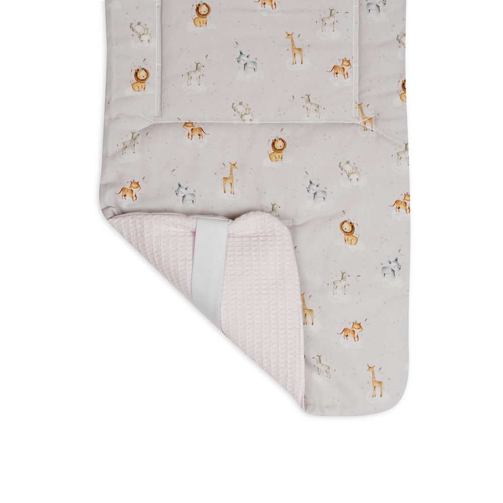 COLCHONETA REVERSIBLE NIDO ABEJA+ANIMALITOS ROSA DON ALGODON
