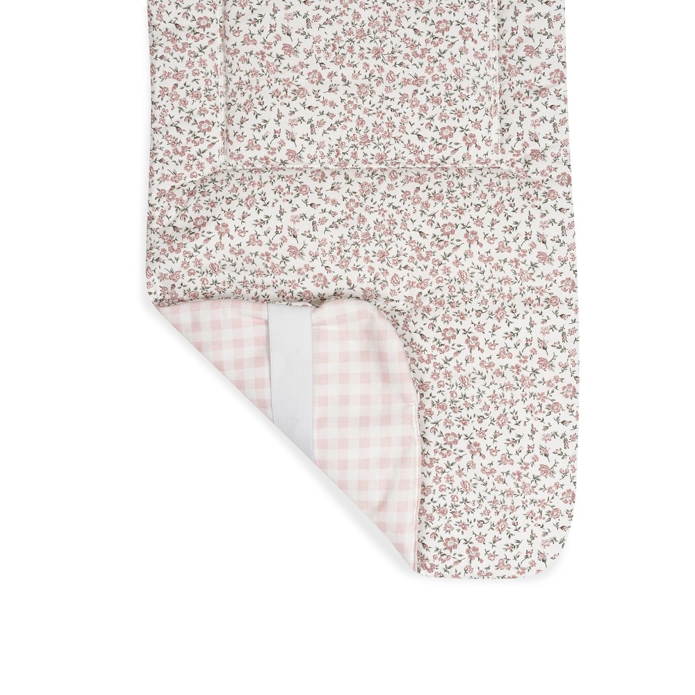 COLCHONETA REVERSIBLE VICHY+FLORES ROSA DON ALGODON