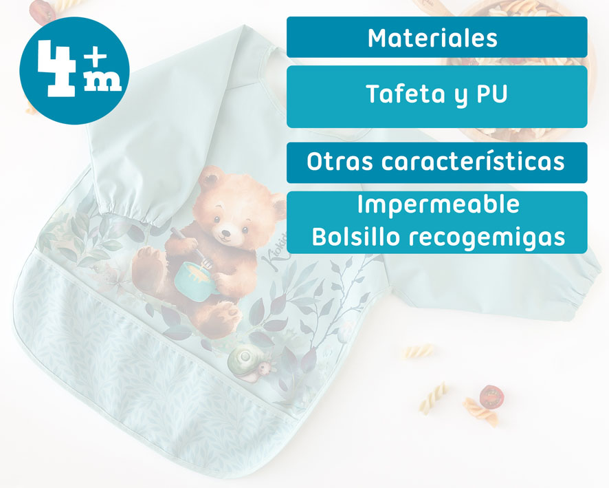 BABERO IMPERMEABLE CON MANGAS SALVIA 3750 SAGE KIOKIDS