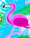 PAREO PLAYA ESTAMPADO CON RIZO 90X170CM FLAMINGO SUN &amp; SURF