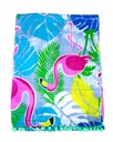 PAREO PLAYA ESTAMPADO CON RIZO 90X170CM FLAMINGO SUN &amp; SURF