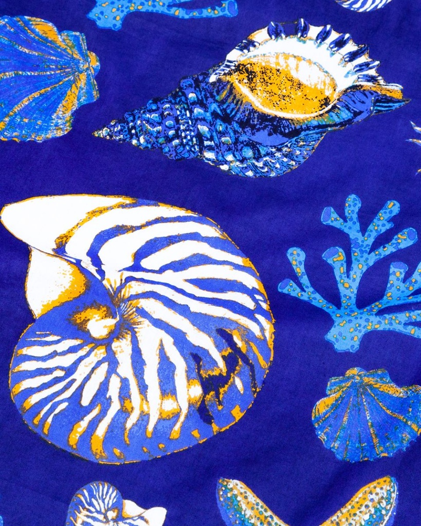 PAREO PLAYA ESTAMPADO CON RIZO 90X170CM NAUTILUS AZUL OSCURO SUN &amp; SURF