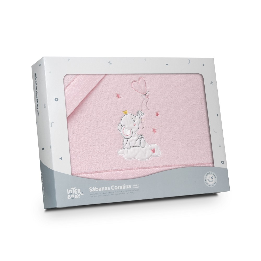 TRIPTICO CUNA CORALINA ELEFANTE GLOBO CORAZON ROSA INTERBABY
