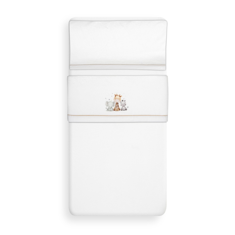 TRIPTICO CUNA CORALINA ESTAMPADO JIRAFA ELEFANTE BLANCO-BEIGE INTERBABY