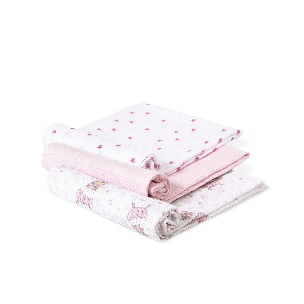 PACK 3 GASAS 80X80 PARACAIDISTA ROSA INTERBABY