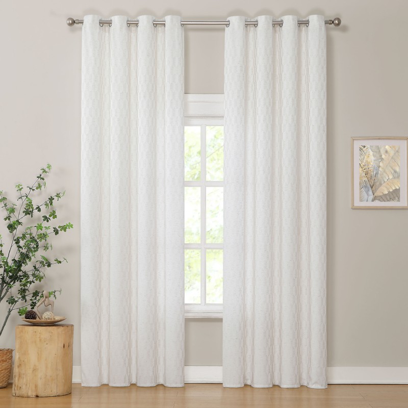 CORTINA JACQUARD LINO GEOMETRICO CD-5360 CRUDO CAMALTEX