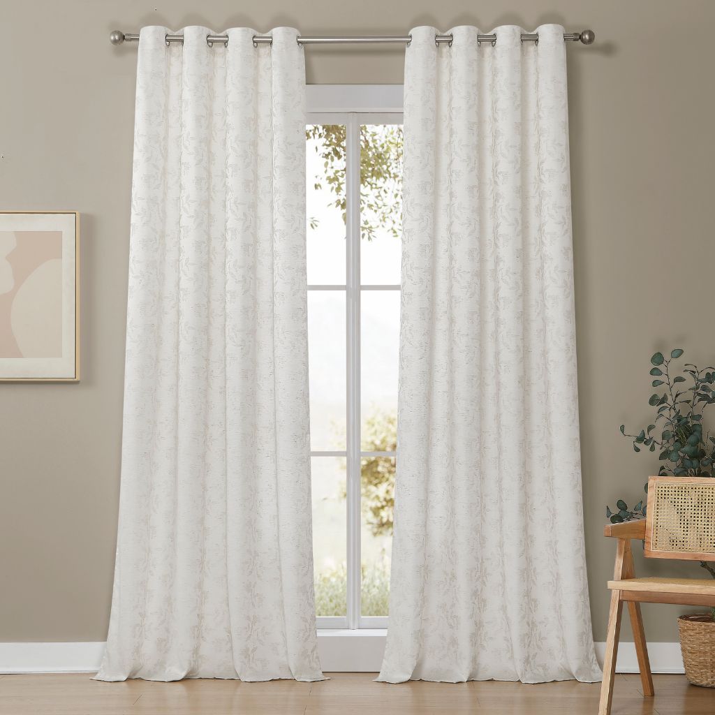 CORTINA JACQUARD LINO RAMAS CD-5362 CRUDO CAMALTEX