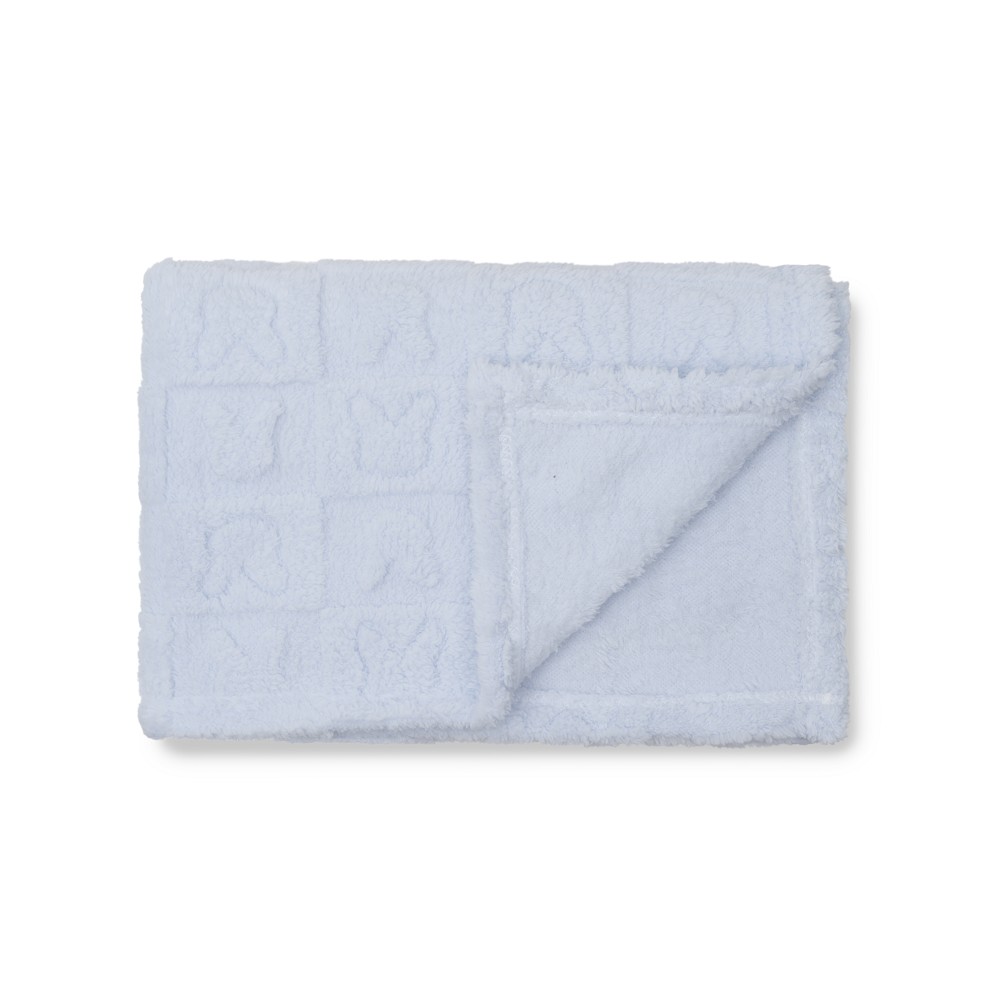 MANTA SHERPA GRABADA 80X110 CONEJITOS AZUL INTERBABY