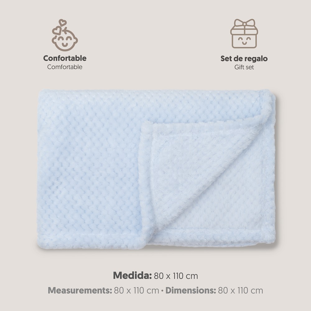 MANTA POPCORN 80X110 AZUL INTERBABY