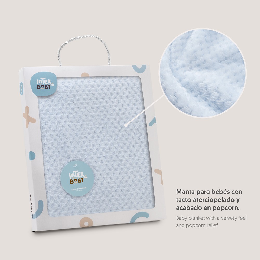 MANTA POPCORN 80X110 AZUL INTERBABY