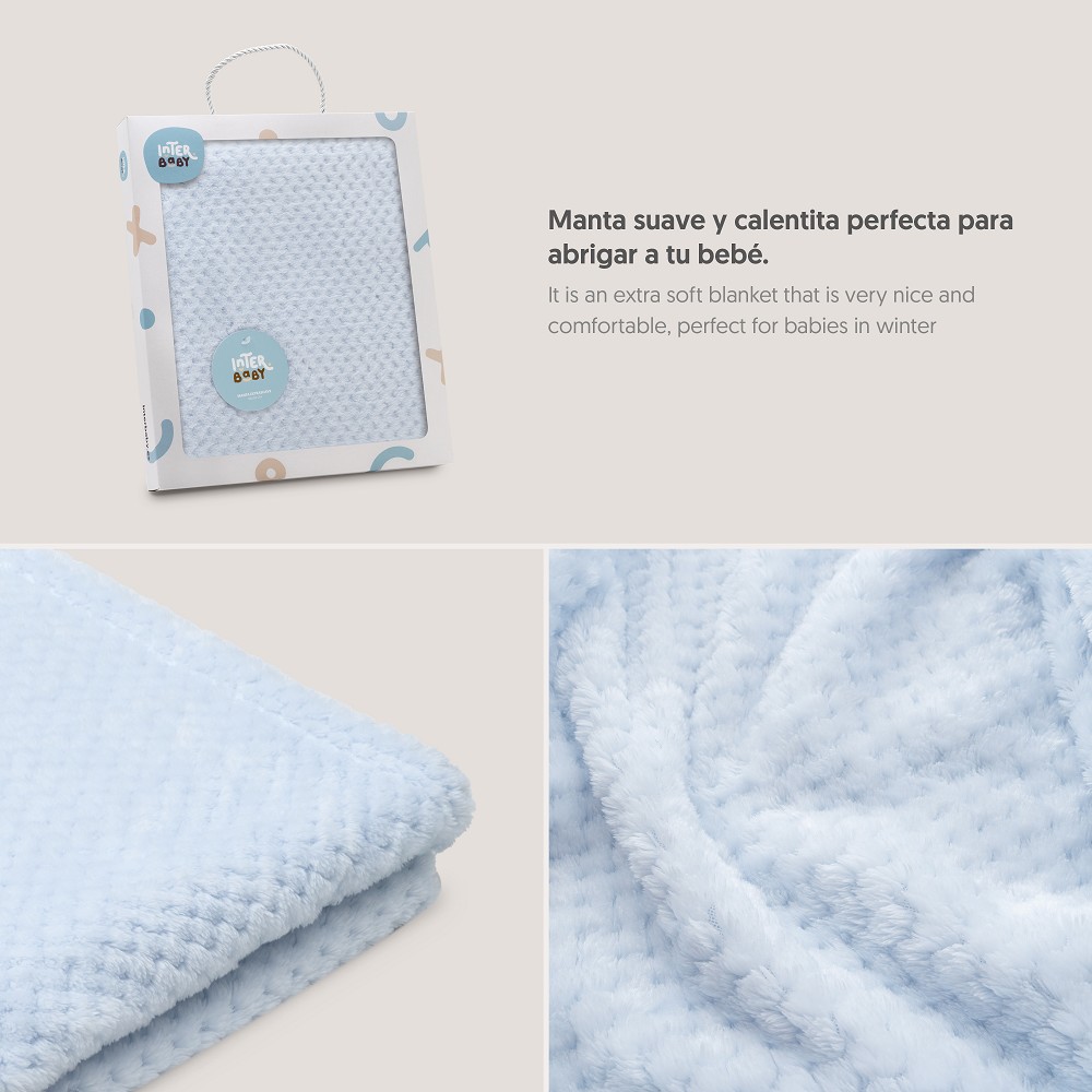 MANTA POPCORN 80X110 AZUL INTERBABY