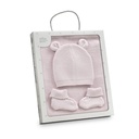SET 3 PIEZAS TOCA GORRA PEUCOS ROSA INTERBABY