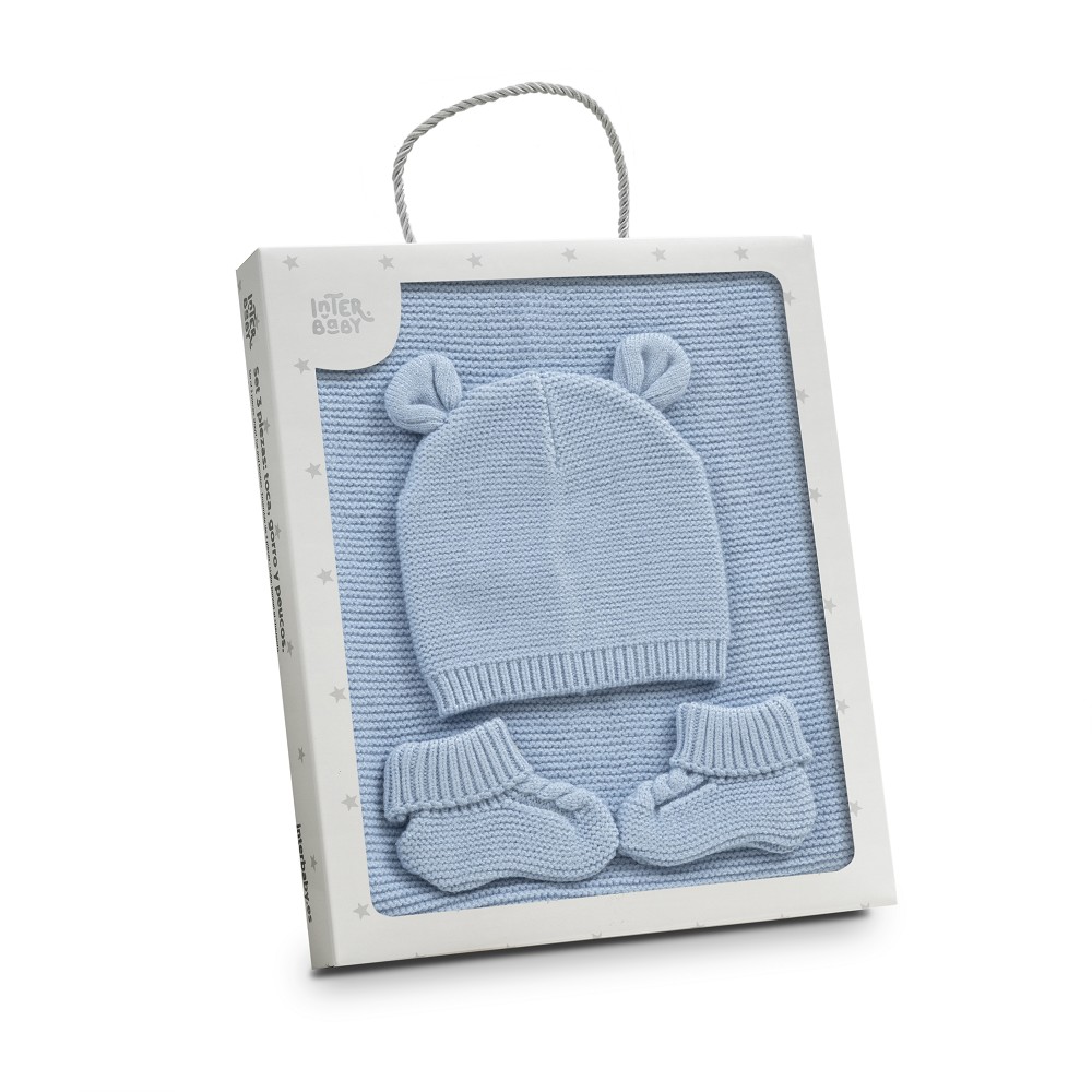 SET 3 PIEZAS TOCA GORRA PEUCOS AZUL INTERBABY