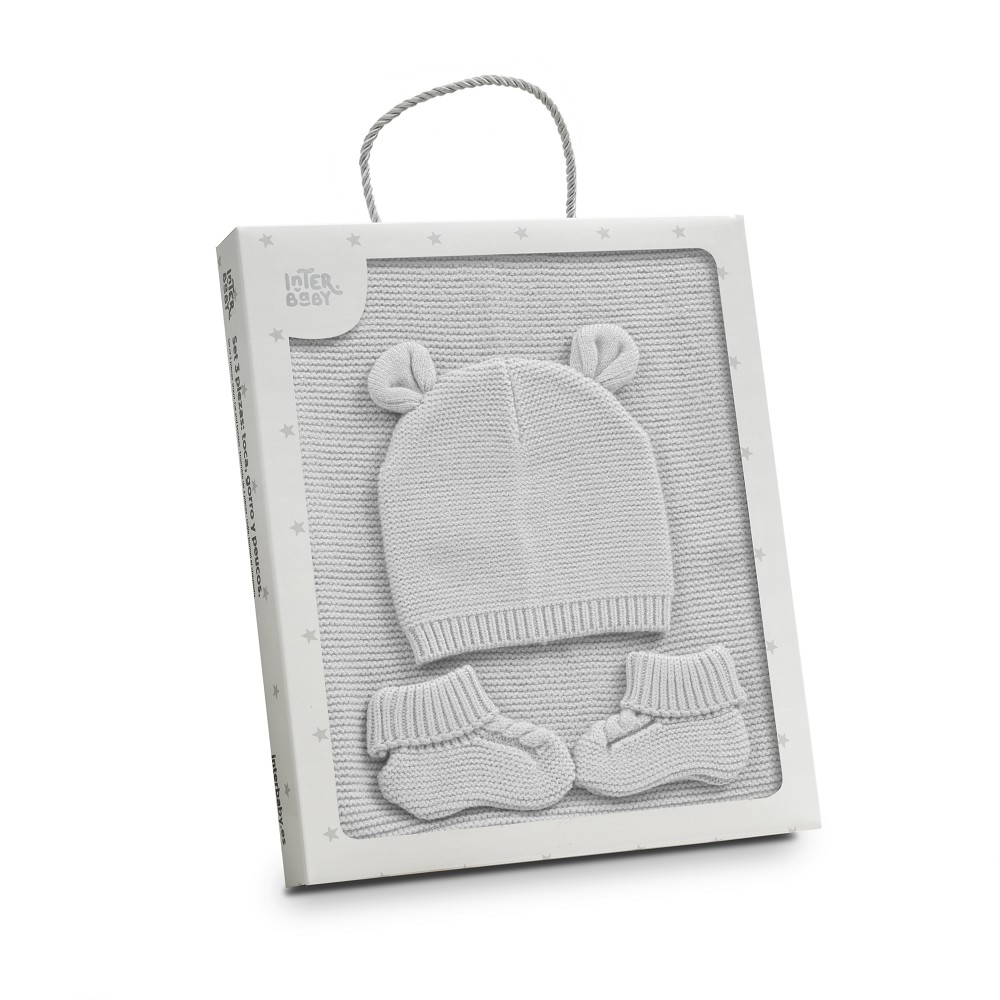 SET 3 PIEZAS TOCA GORRA PEUCOS GRIS INTERBABY