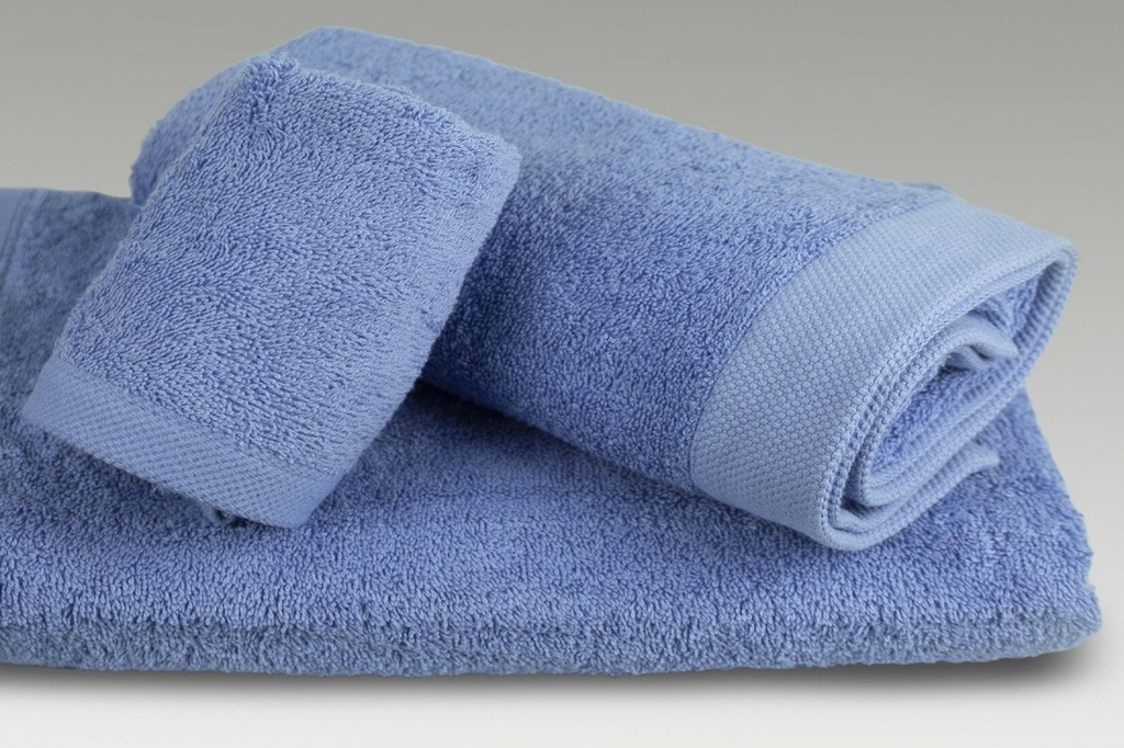 JUEGO DE TOALLAS 080 AZUL BURRITO BLANCO