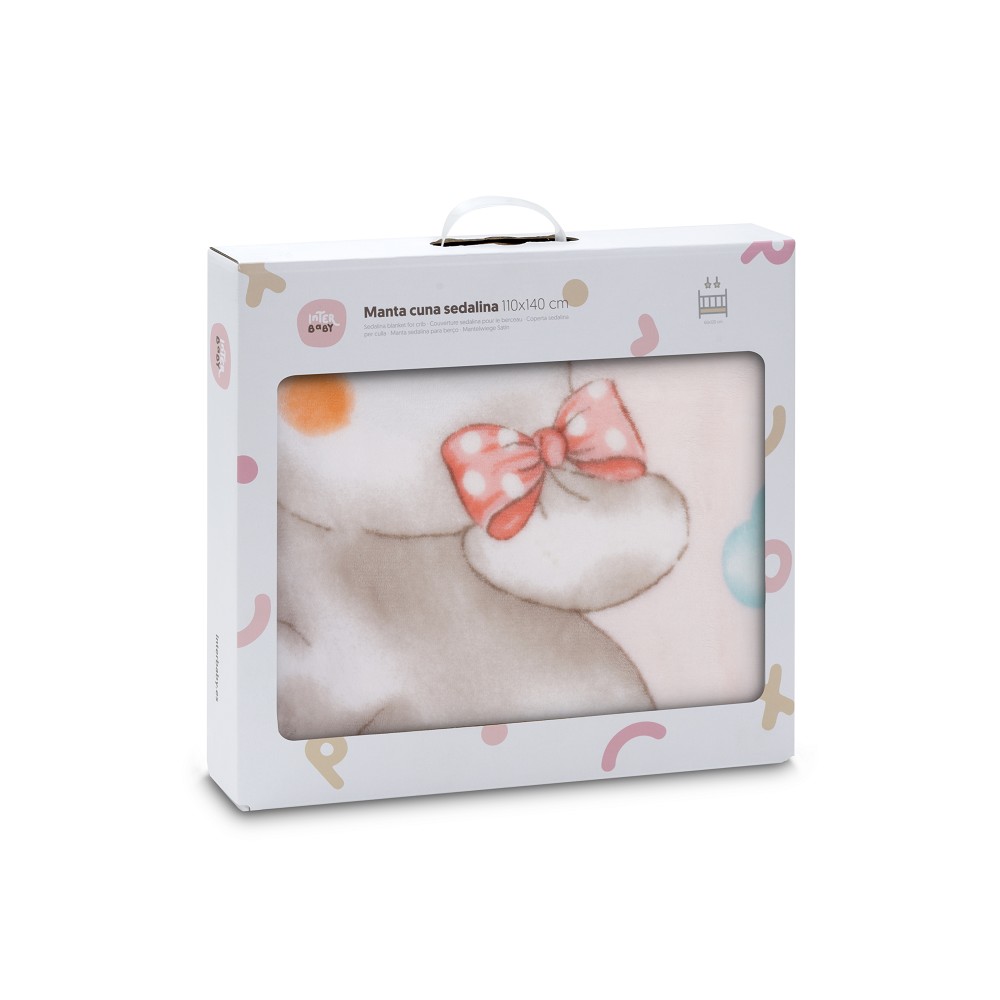 MANTA CUNA SEDALINA 110X140 ELEFANTE COMETA ROSA INTERBABY