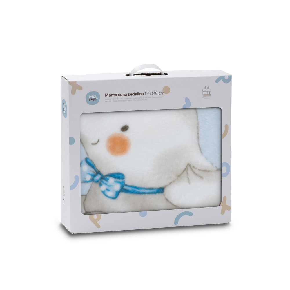 MANTA CUNA SEDALINA 110X140 ELEFANTE COMETA AZUL INTERBABY