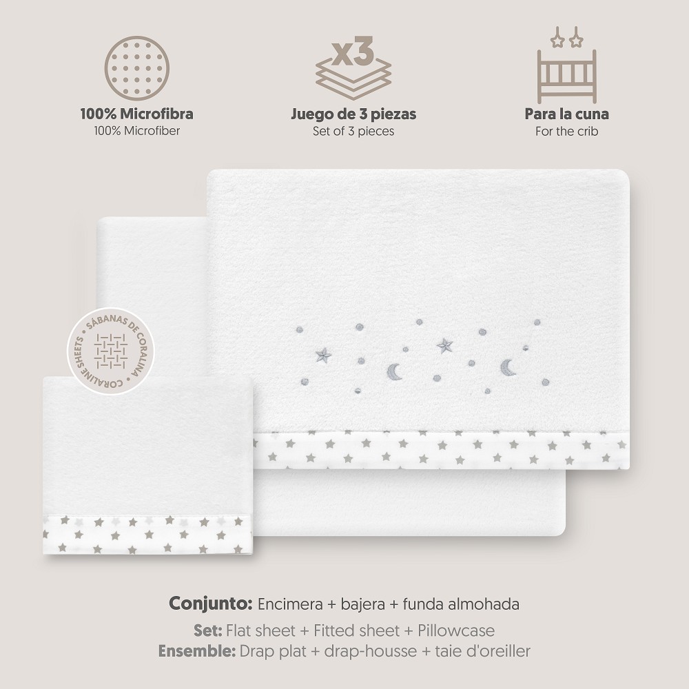 TRIPTICO CUNA CORALINA ESTRELLA LUNA BLANCO-GRIS INTERBABY