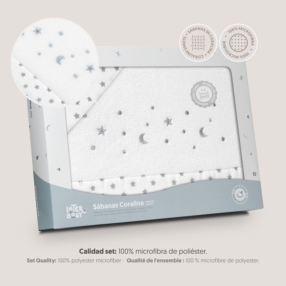 TRIPTICO CUNA CORALINA ESTRELLA LUNA BLANCO-GRIS INTERBABY