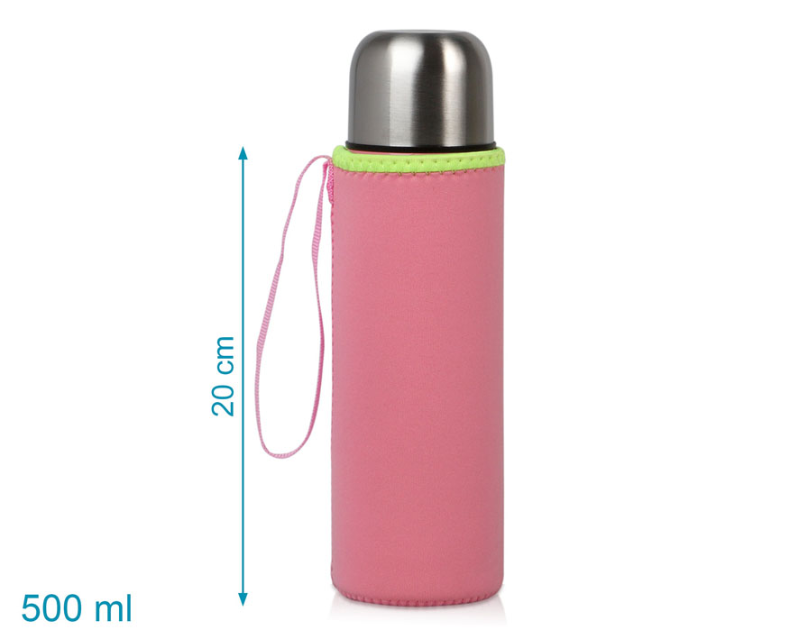 FUNDA NEOPRENO 7X20 PARA TERMO 500ML 1437 ROSA KIOKIDS