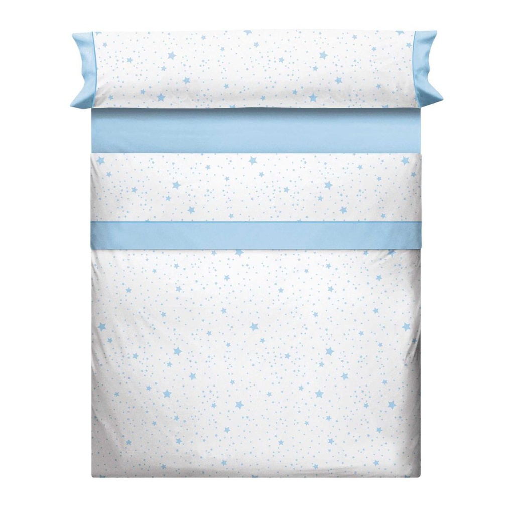 JUEGO DE SABANAS TELA KALO BLANCO-AZUL CAÑETE