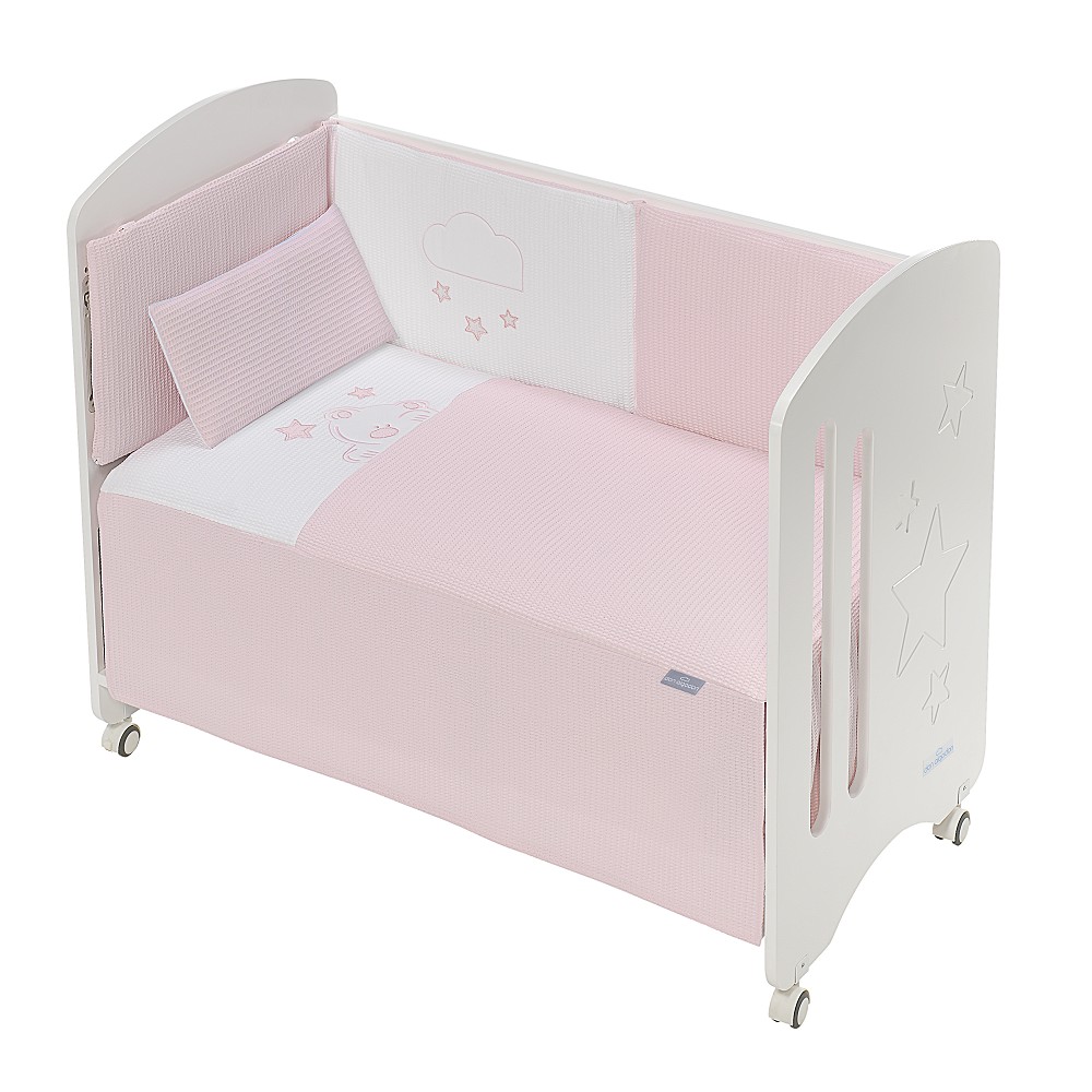 COORDINADO 3 PIEZAS CUNA VIGGO ROSA DON ALGODON