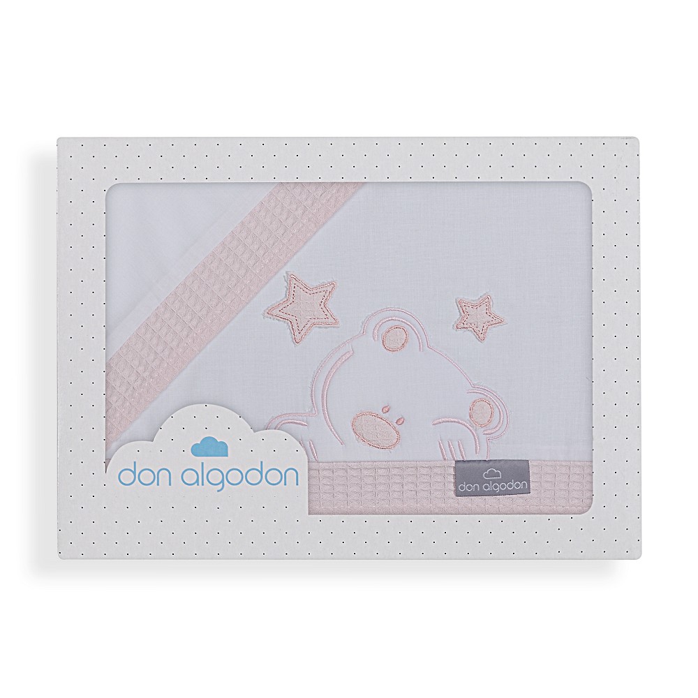 TRIPTICO MINICUNA TELA 100% ALG. VIGGO BLANCO-ROSA DON ALGODON