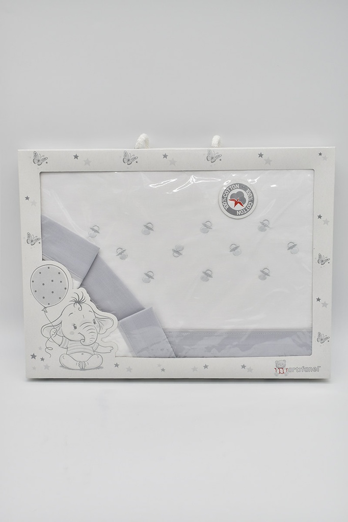 TRIPTICO CUNA BORDADO CHUPETES BLANCO-GRIS MARTIFANEL