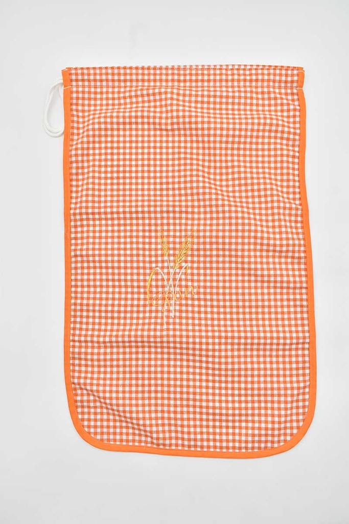 BOLSA PAN BORDADA NARANJA VICHY SC