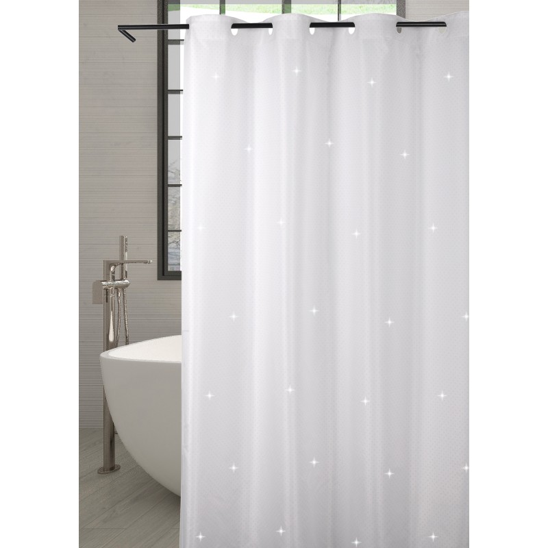 CORTINA DE BAÑO CON OLLAOS SILVER DOTS 180X200 CAMALTEX