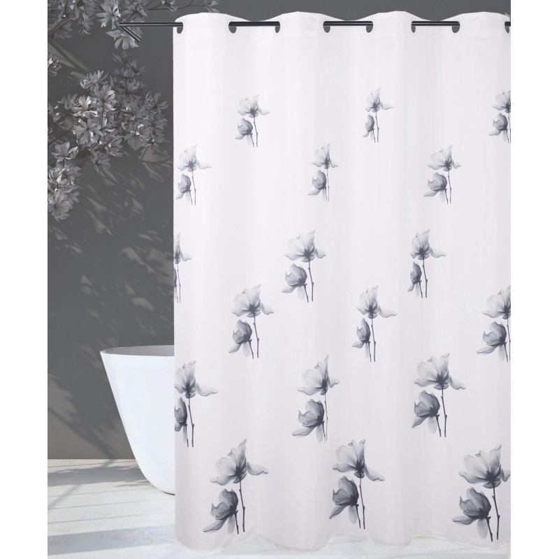 CORTINA DE BAÑO CON OLLAOS BLACK POPPY 180X200 CAMALTEX