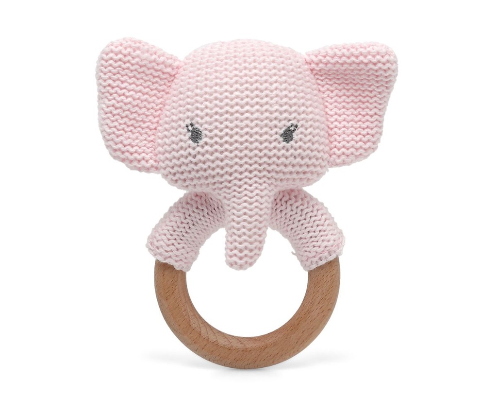 PELUCHE MORDEDOR ALGODÓN ELEFANTE 13CM 3428 ROSA KIOKIDS