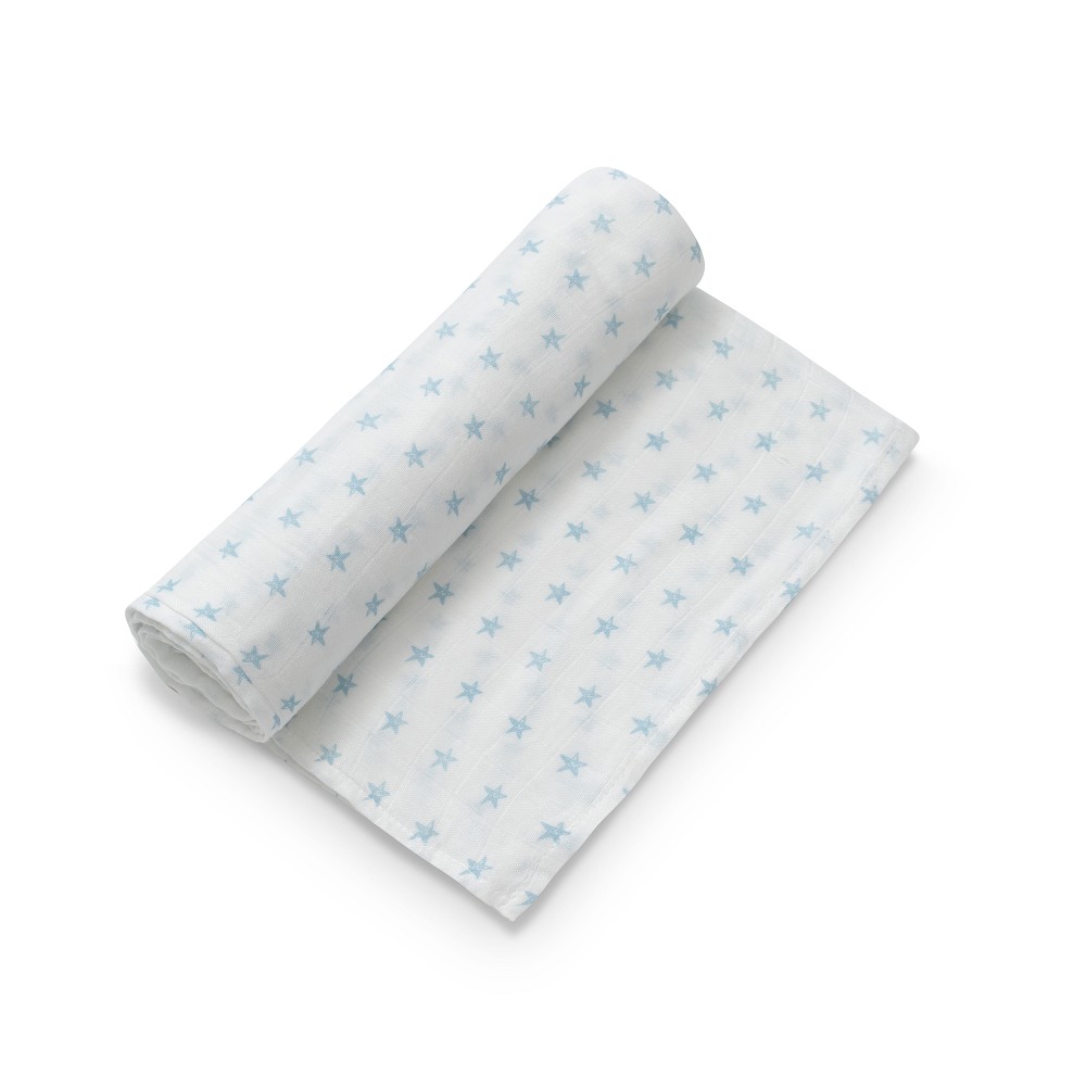 MUSELINA 120X120 STAR BLANCO/AZUL INTERBABY