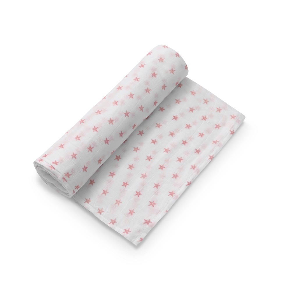 MUSELINA 120X120 STAR BLANCO/ROSA INTERBABY
