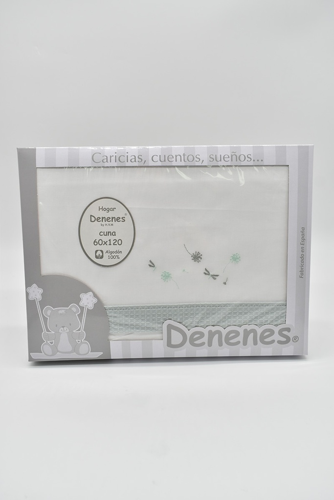 TRIPTICO CUNA TELA LIBELULAS BLANCO-VERDE DENENES