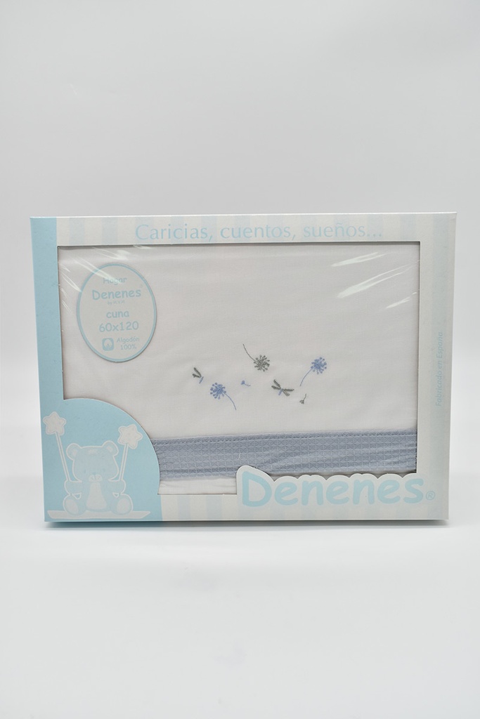 TRIPTICO CUNA TELA LIBELULAS BLANCO-AZUL DENENES
