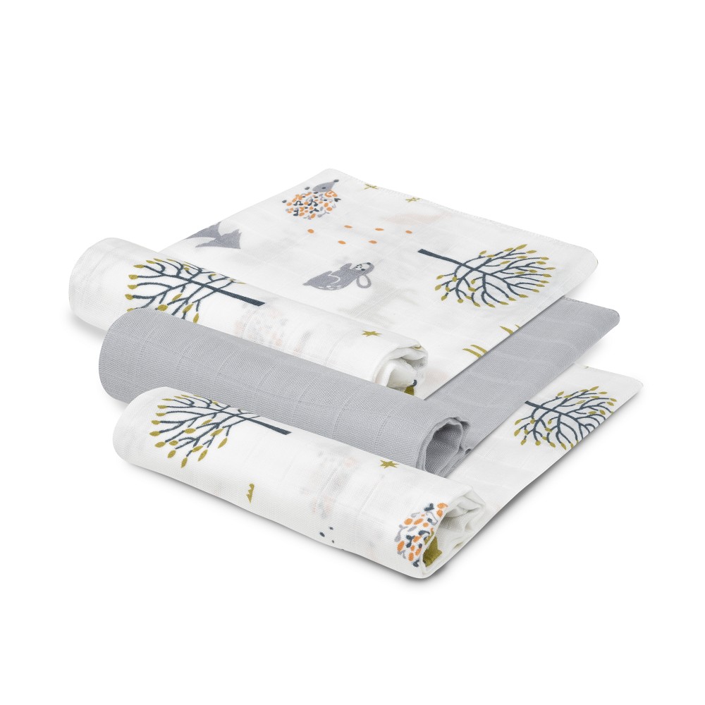 PACK 3 GASAS BAMBÚ 55X70 FOX GRIS INTERBABY