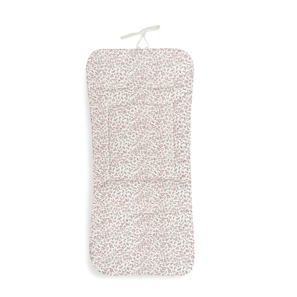 COLCHONETA REVERSIBLE VICHY+FLORES ROSA DON ALGODON