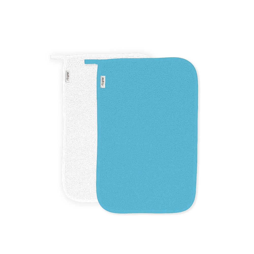 TOALLA GUARDERIA PACK 2 BLANCO-TURQUESA INTERBABY