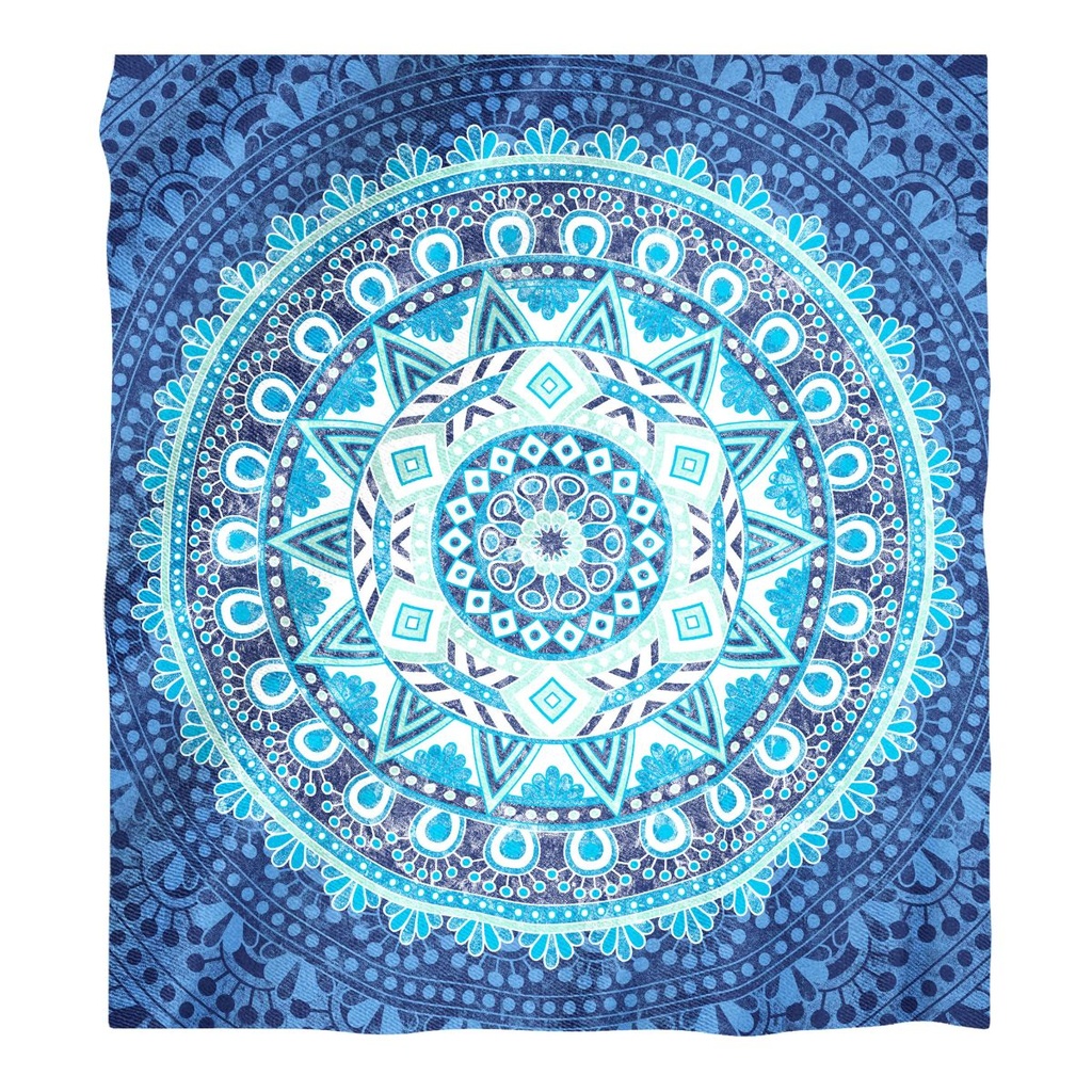 PAREO DOBLE 210X230 CM 100% ALGODÓN ESTAMPADO WONOMI AZUL SECANETA