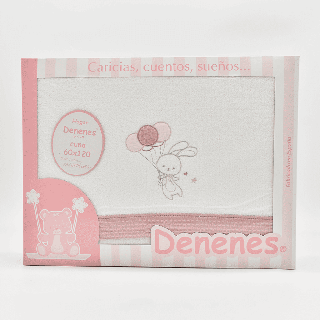 JUEGO SÁBANAS MICROLINA CONEJO GLOBO ROSA DENENES