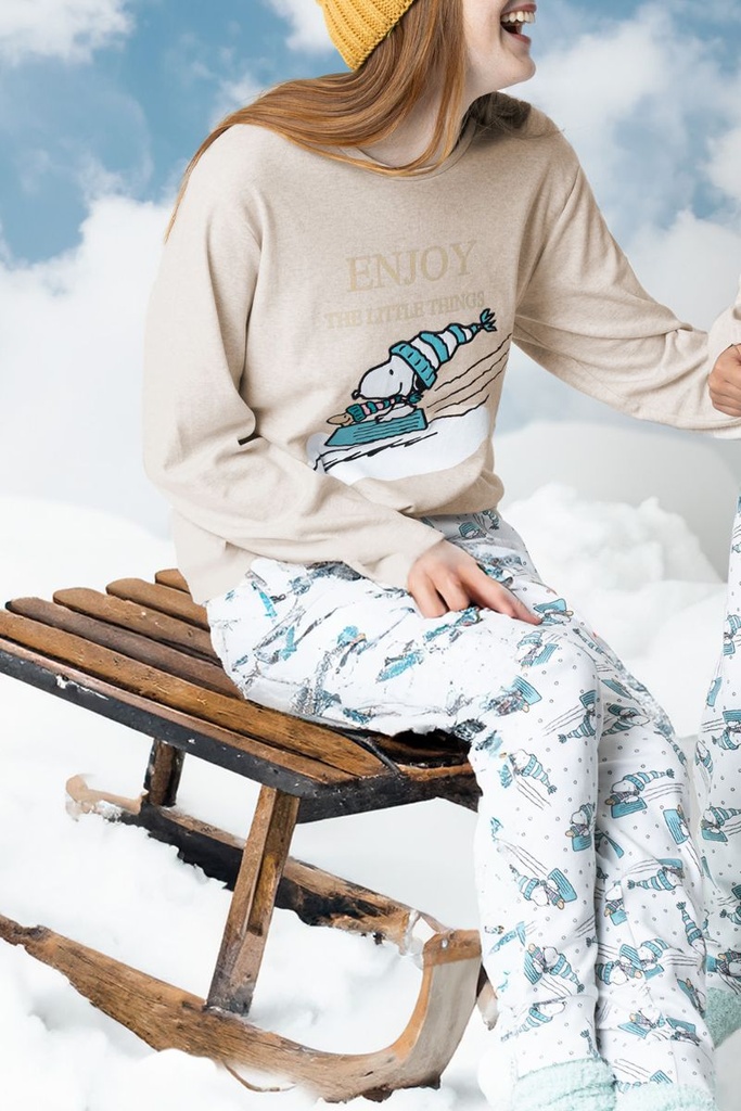 PIJAMA MUJER LET IT SNOW 62429 SNOOPY