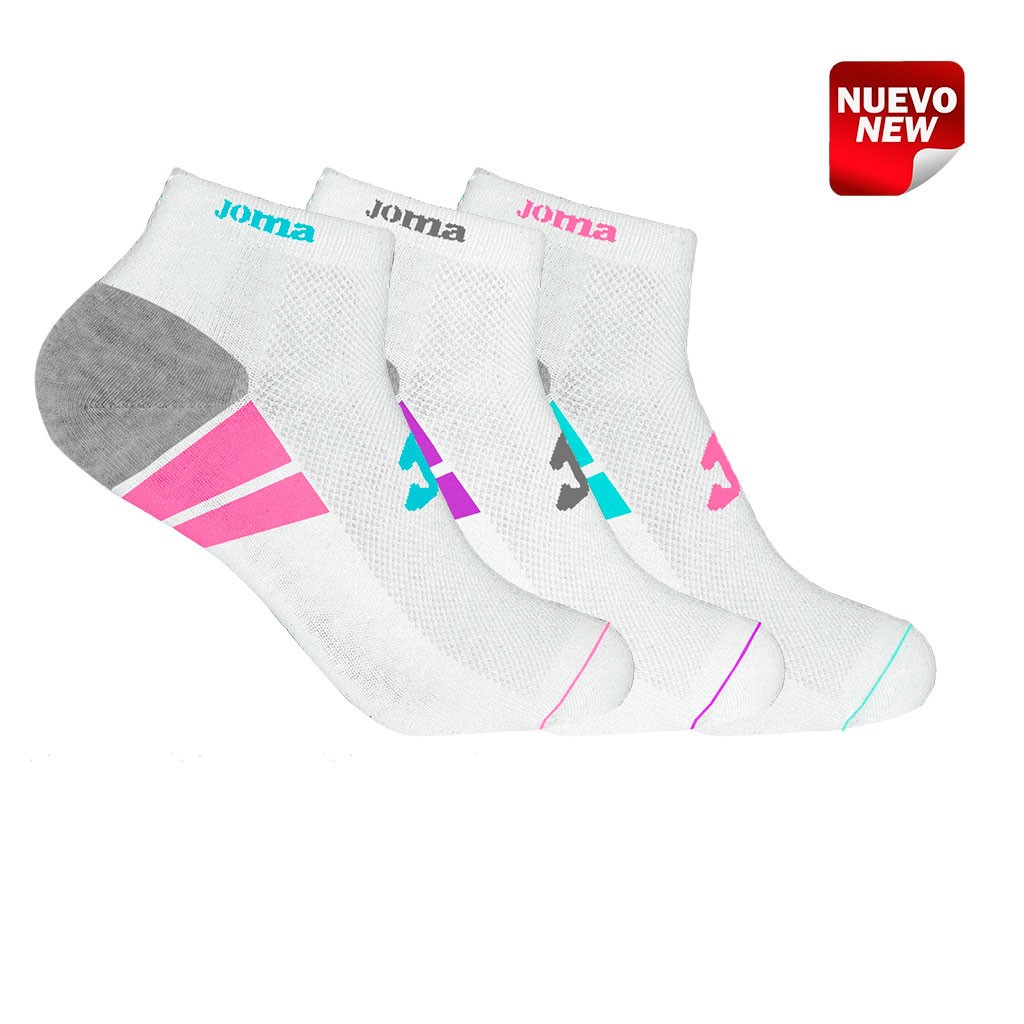 CALCETIN DEPORTIVO TOBILLERO MUJER PACK 3 201710TB BLANCO JOMA